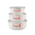 best selling 3 pcs enamel ice bowl with plastic cover rich horse